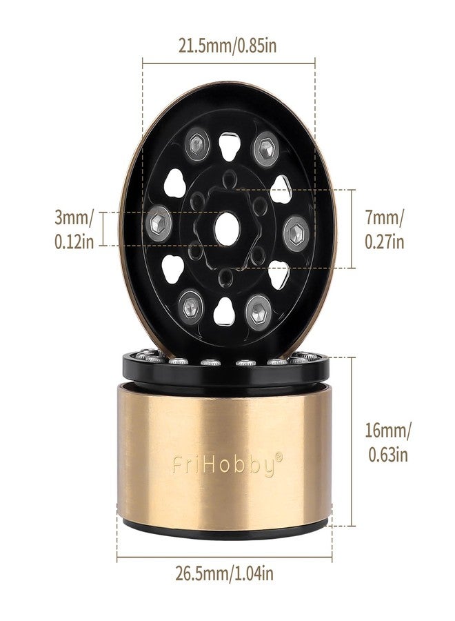 FriHobby 1.0 Brass Beadlock Wheel 1.0" Wheels for 1/18 TRX4M 1/24 Axial SCX24 AX24 FCX24 Upgrade Parts - Image 2